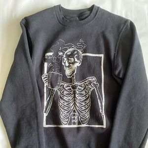 Graphic Sweatshirt Skeleton Coffee Women’s Small